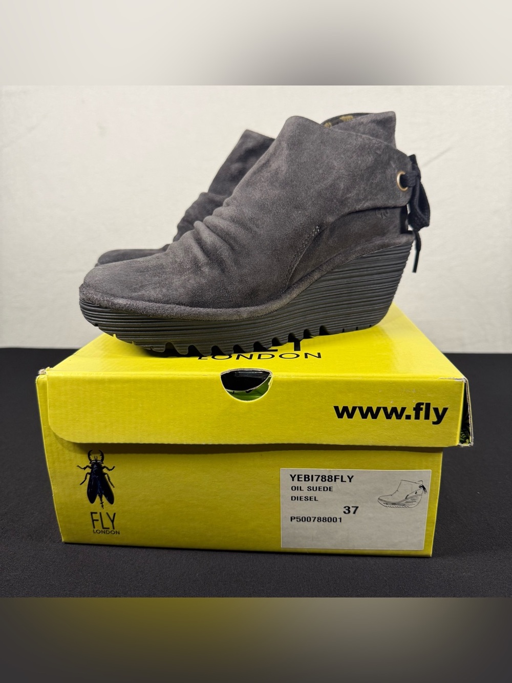 FLY London Oil Suede Leather Booties  - Yebi NIB Size 37 QVC A303718 MSRP $140